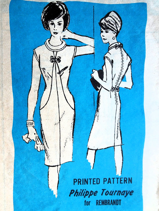 1960s FABULOUS Cocktail Evening Party Dress Pattern PROMINENT Designer 253 Philippe Tournaye for Rembrandt Sleek Dress Bust 34 Vintage Sewing Pattern