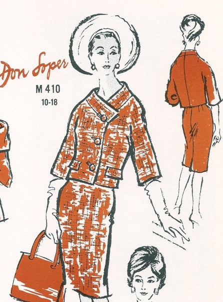 1960s Classy Don Loper Suit Pattern Prominent Designer M410 Slim Skirt Couture Suit Bust  31 Vintage Sewing Pattern FACTORY FOLDED