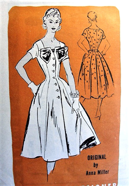 1950s BEAUTIFUL Day or Cocktail Party Dress and Petticoat Pattern PROMINENT DESIGNER A848 Front Button Figure Flattering Design Bust 30 Vintage Sewing Pattern FACTORY FOLDED