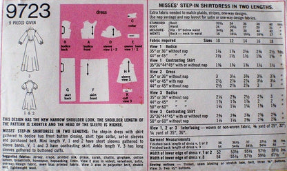 1970s Dress Pattern SIMPLICITY 9723 Puff Sleeve Step In Dirndle Skirt Shirtdress Mini or Maxi Bust 36 Vintage Sewing Pattern UNCUT