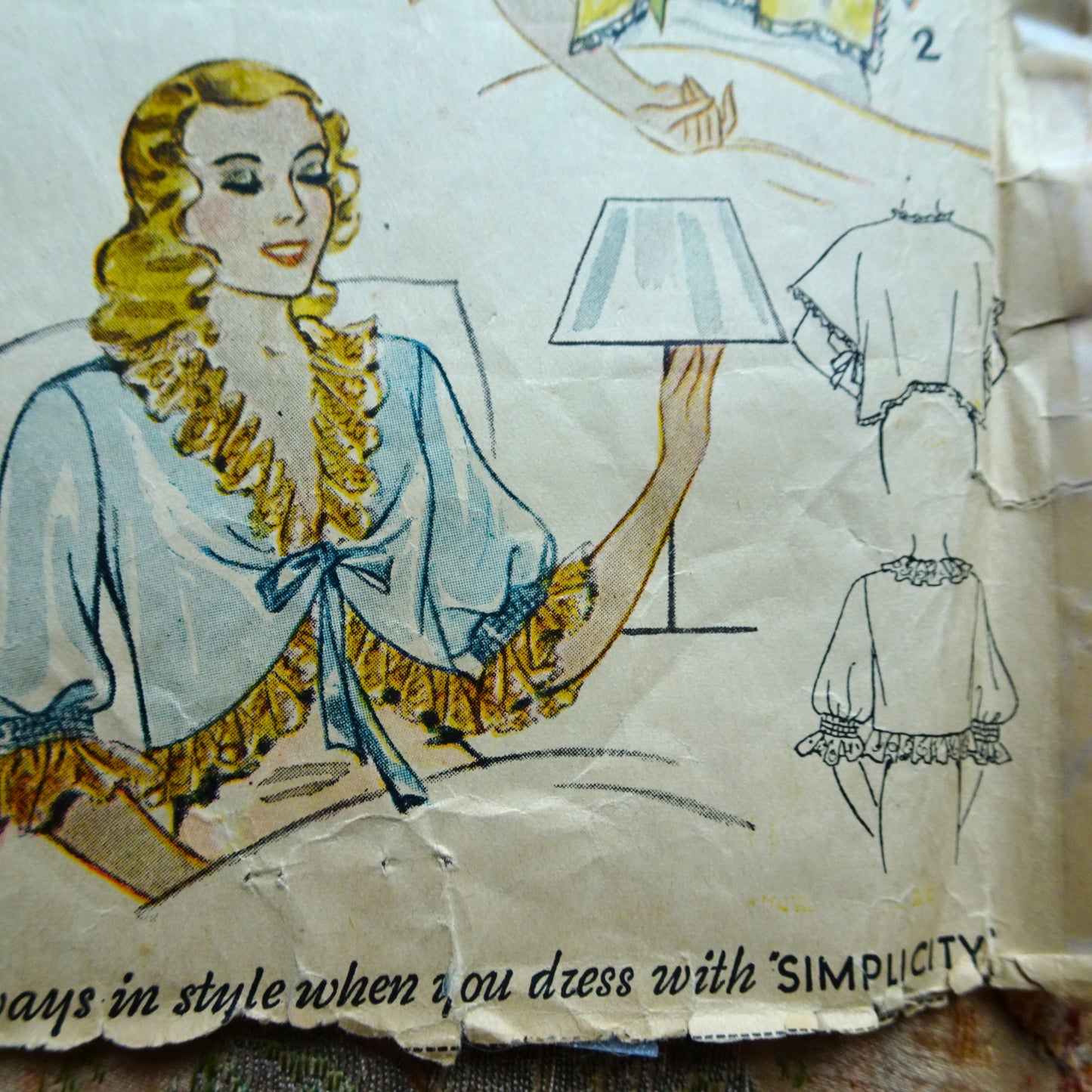 GORGEOUS  1930s Art Deco Set of Bed Jackets Pattern  Simplicity 1559 Three Glamorous Styles , Bust 32-34, Vintage Sewing Pattern