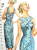 1950s BOMBSHELL Cocktail Evening or Day Sun Dress and Jacket Pattern SIMPLICITY 1619 Princess Line Sheath, Flirty Strappy Neckline,Bust 30 Vintage Sewing Pattern
