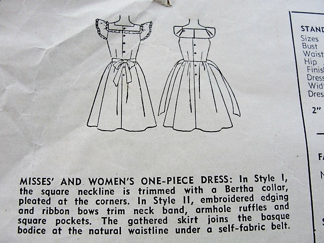 1940s WW II CUTE Summer Dress Pattern SIMPLICITY 1663 Two Pretty Styles Bust 34 Vintage Sewing Pattern