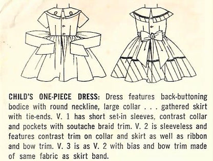 1950s SWEET Little Girls Party Dress Pattern SIMPLICITY 2017 Three Very Pretty Styles Size 5 Vintage Childrens Sewing Pattern