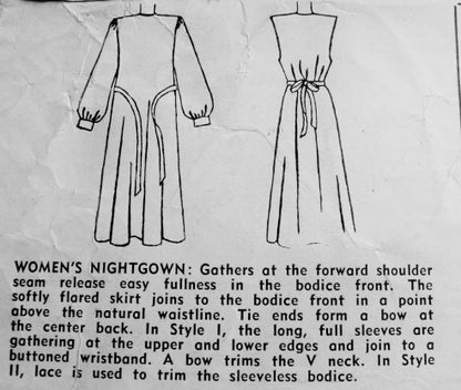 1940s SLINKY Nightgown Lingerie Pattern SIMPLICITY 2269 Two Film Noir Pin Up Styles Figure Flattering V Necklines Bust 38 Vintage Sewing Pattern