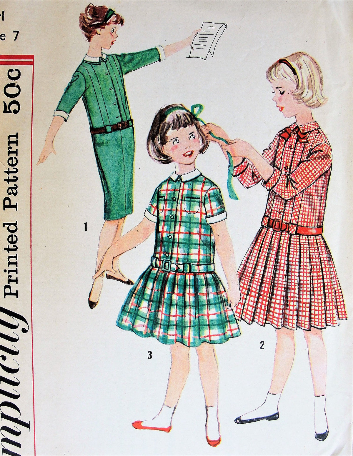 1960s drop waist dress ADORABLE Girls Pattern SIMPLICITY 2670 Three Cu – So Vintage Patterns Done in a bright Rust Stylist Top Crepe Soft Luxe Satin Add Insurance?:No