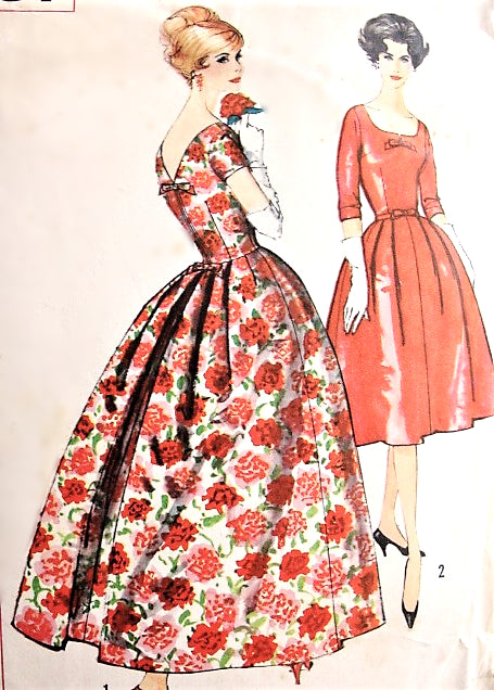 1950s PURE GLAMOUR Evening Gown Cocktail Party Dress Pattern SIMPLICITY 2757 Figure Flattering Design Special Occasion Dress Bust 34 Vintage Sewing Pattern