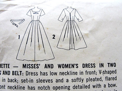 1950s PURE GLAMOUR Evening Gown Cocktail Party Dress Pattern SIMPLICITY 2757 Figure Flattering Design Special Occasion Dress Bust 34 Vintage Sewing Pattern