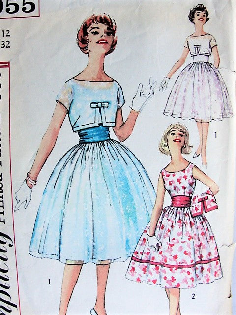1960s SWEET Dress, Jacket, Cummerbund Simplicity 2955 Vintage Sewing Pattern