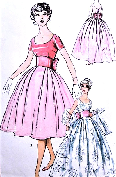 1960s BEAUTIFUL Evening Gown or Cocktail Party Dress and Stole Pattern SIMPLICITY 2961 Dreamy Design Bust 34 Vintage Sewing Pattern