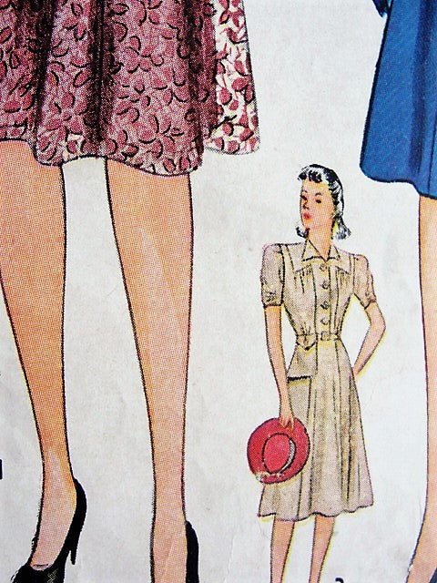 1940 FABULOUS Dress Pattern SIMPLICITY 3417 Day or Party Dress, 3 Style Versions, Bust 42 Vintage Sewing Pattern