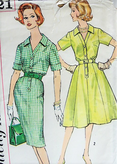1960s CHIC Dress with Two Skirt Styles SIMPLICITY 3421 Bust 36 Vintage Sewing Pattern FF