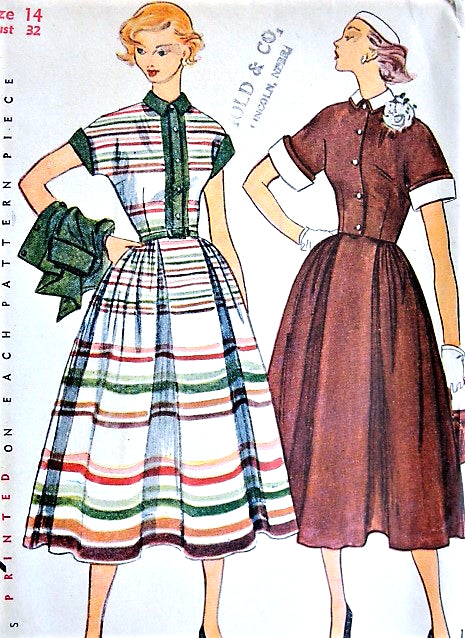 1950s FAB Rockabilly Full Skirt Dress, Jacket and Detachable Collar n Cuffs Pattern SIMPLICITY 3436 Bust 32 Vintage Sewing Pattern FACTORY FOLDED
