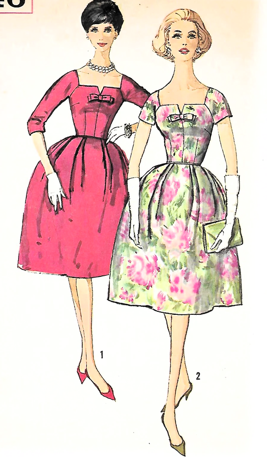 1960 BEAUTIFUL Cocktail Party Evening Dress Pattern SIMPLICITY 3546 Lovely Eye Catching Neckline, Bust 36 Vintage Sewing Pattern FACTORY FOLDED
