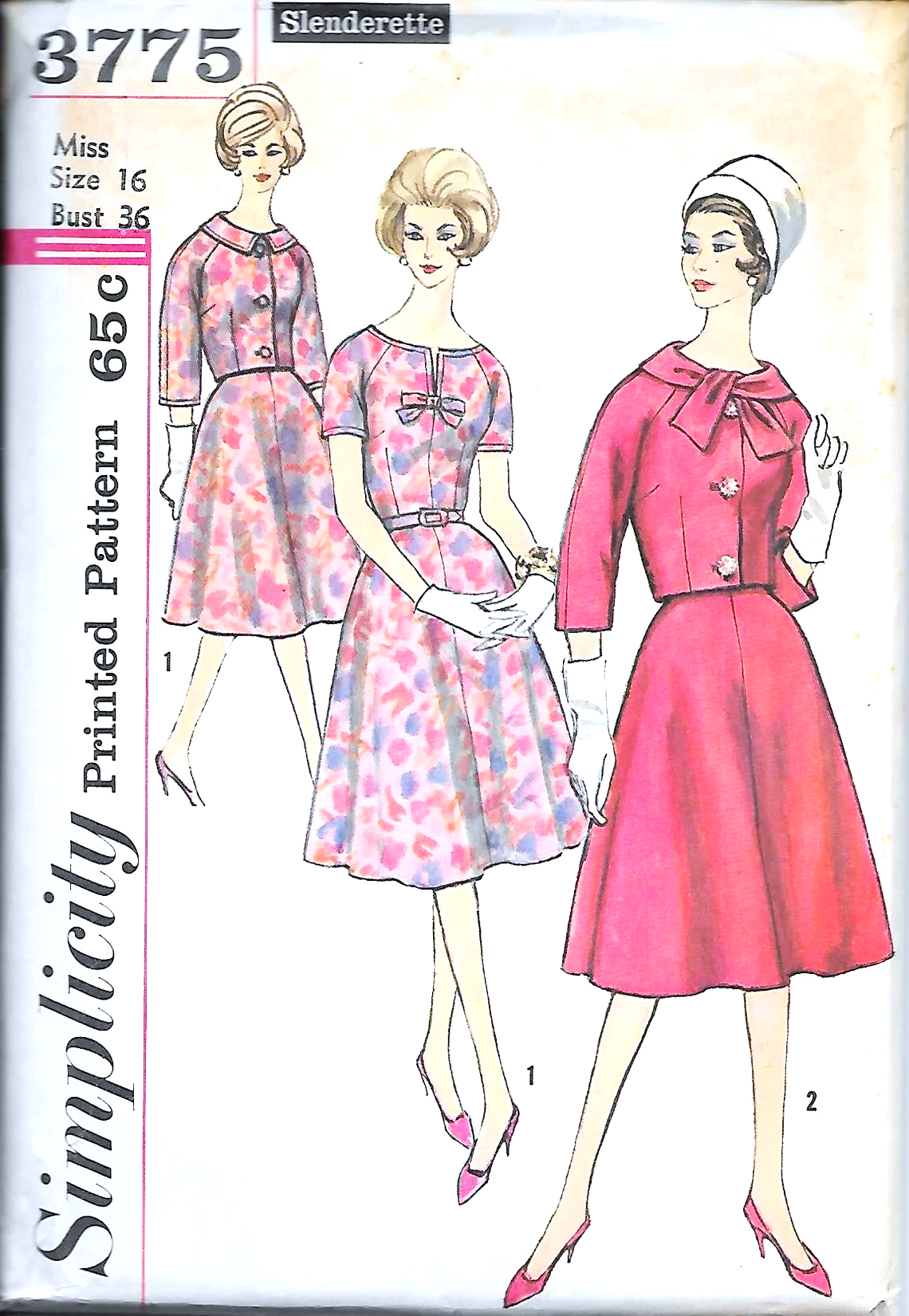 Early 1960s Dress and Jacket Pattern SIMPLICITY 3775 Stylish Day or After 5 Party, Bust 34 Vintage Sewing Pattern FACTORY FOLDED