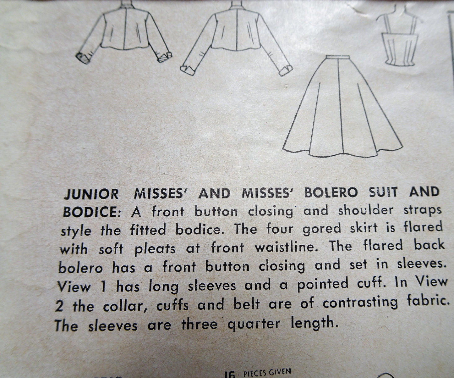 1950s  BEAUTIFUL Bolero Suit and Bodice Pattern SIMPLICITY 3793 Daytime or Party Bust 30 Vintage Sewing Pattern