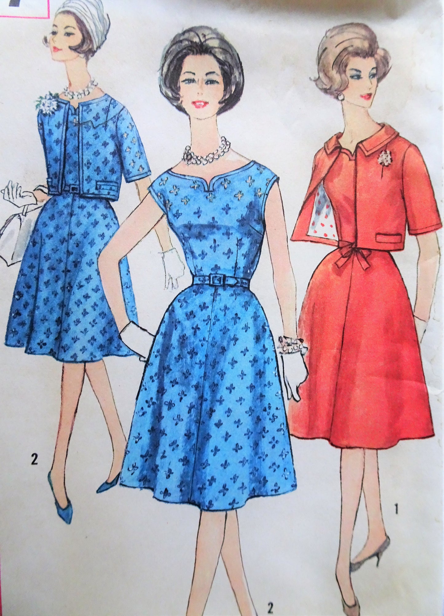 1960s PRETTY Dress and Jacket Pattern SIMPLICITY 3917 Day or Party Dress Notched Neckline, Bust 32 Vintage Sewing Pattern FACTORY FOLDED