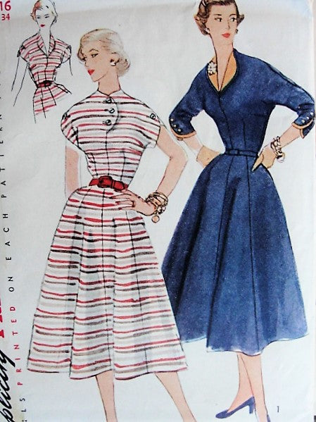 Vintage 1950s ELEGANT Dress in Two Styles Simplicity 3947 Sewing Pattern Bust 34