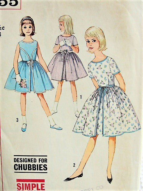 1960s PRETTY Dress with Gathered Waist Simplicity 4455 Bust 33 Vintage Sewing Pattern