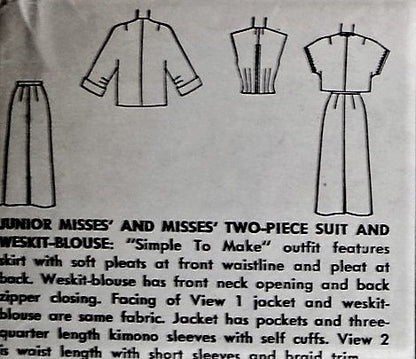 50s CLASSY Suit and Weskit Blouse Pattern SIMPLICITY 4562 Slim Skirt, Overblouse Boxy Jacket Simple To Make Bust 34 Vintage Sewing Pattern