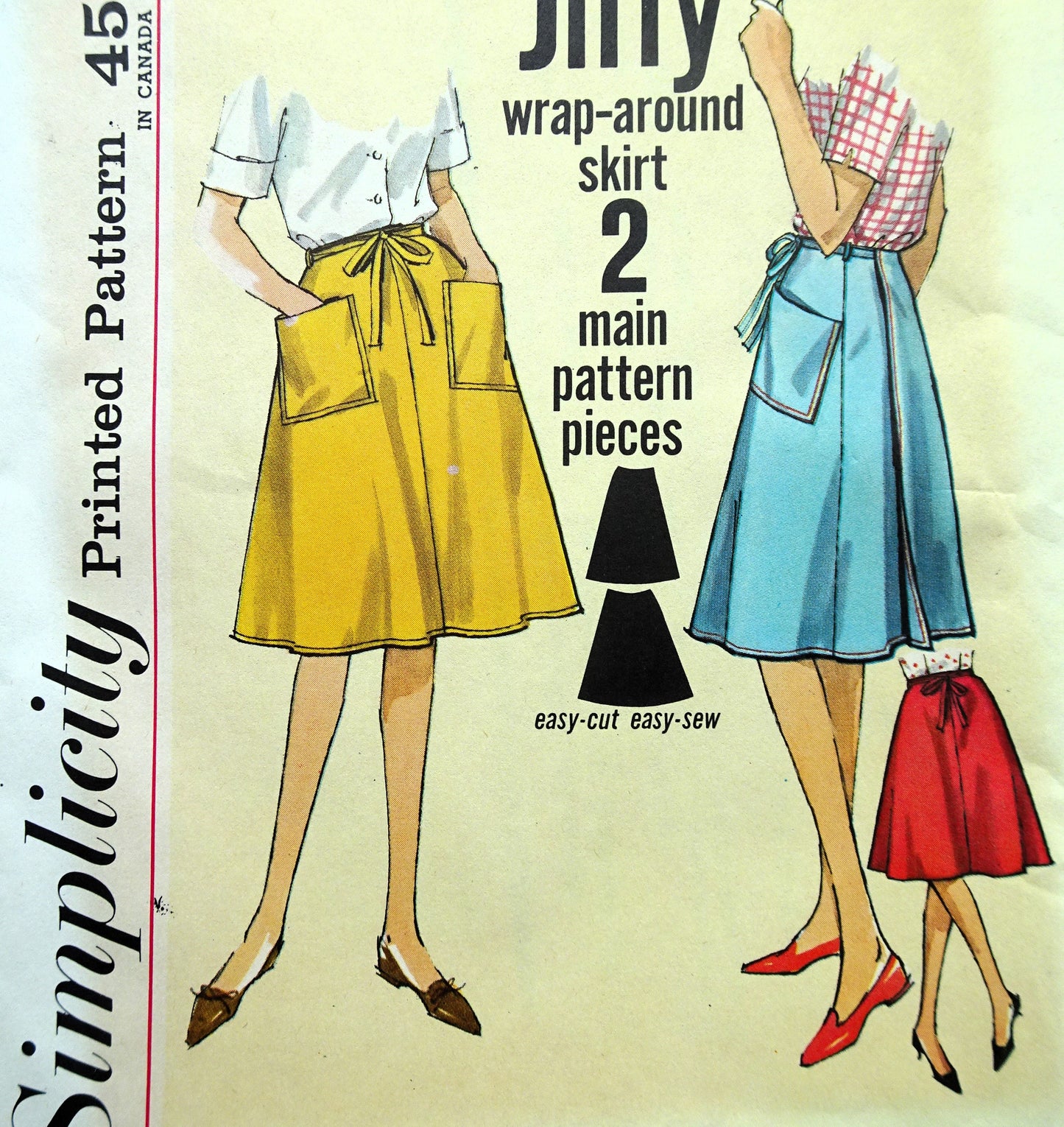 1960s EASY Wrap-Around Skirt Pattern SIMPLICITY 4763 Jiffy Skirt Waist 26 Vintage Sewing Pattern