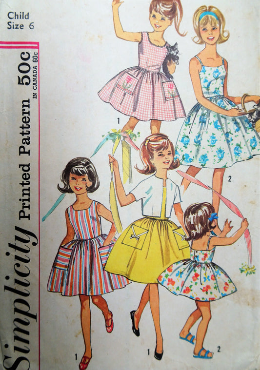 1960s PRETTY Little Girls Sun Dress Wardrobe Pattern SIMPLICITY 4968 Includes Jacket Size 6 Childrens Vintage Sewing Pattern