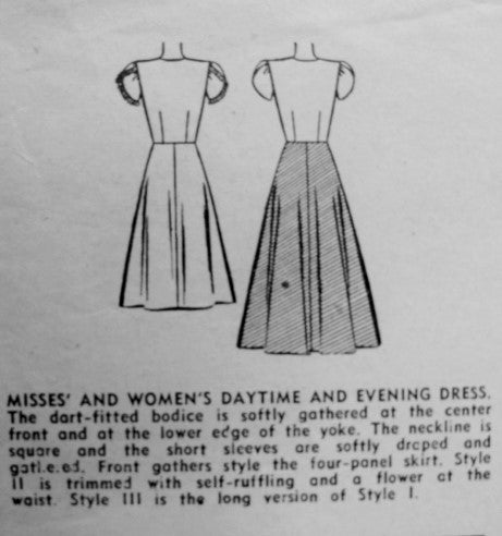 1940s Evening  Party Dress Gown Pattern SIMPLICITY 4986 Swing Era Sweetheart Neckline Tulip Sleeves  2 Lengths, Bust 30 Simple To Make Vintage Sewing Pattern