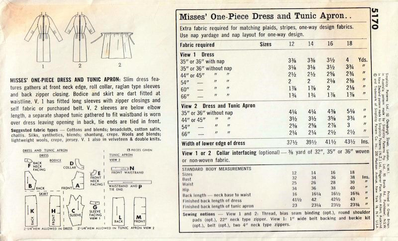 1960s CLASSY Day or After 5 Dress Pattern SIMPLICITY 5170  PARIS FASHION Sheath Dress, Lovely Neckline, Separate Shaped Tunic Apron Bust 34 Vintage Sewing Pattern FACTORY FOLDED