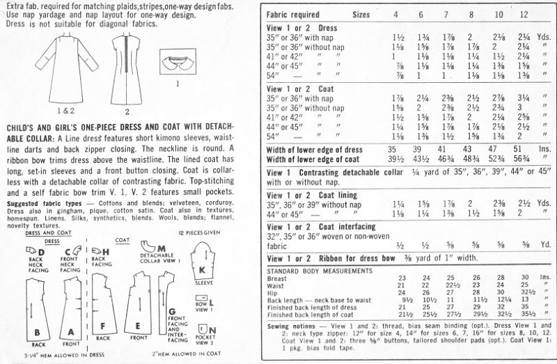 60s Toddlers Girls  Cute Dress and Coat Pattern Simplicity 5372 Vintage Sewing Pattern Detachable Collar Lovely Coat Kawaii Style UNCUT Size 4