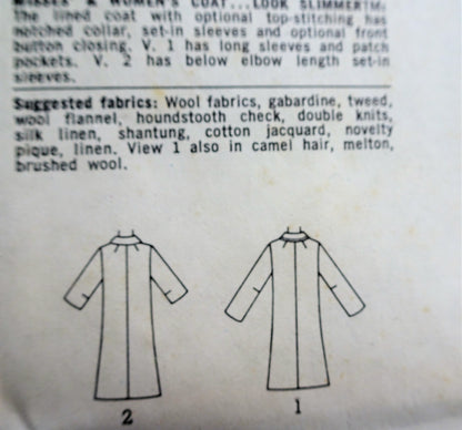 1970s CLASSY Coat Pattern SIMPLICITY 5526 Three Style Versions, Look Slimmer Style, Bust 34 Vintage Sewing Pattern