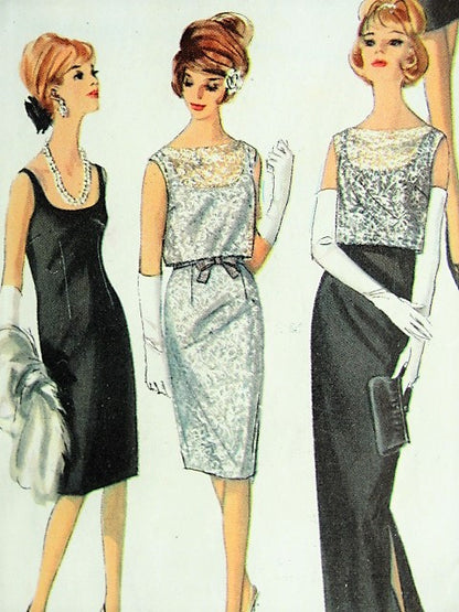 1960s ELEGANT Slim Sheath Evening Dress and Overblouse Pattern SIMPLICITY 5698 Very AUDREY HEPBURN Style Bust 32 Vintage Sewing Pattern