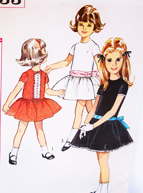 60s Sweet Little Girls Dress Pattern  SIMPLICITY 5733 Three Drop Waist Party Styles Size 5 Vintage Sewing Pattern UNCUT