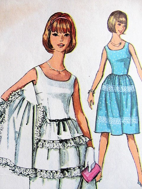 1960s PRETTY Prom Special Occasion Dress and Stole Pattern SIMPLICITY 5846 Two Lengths Dress or Gown Bust 36 Vintage Sewing Pattern UNCUT