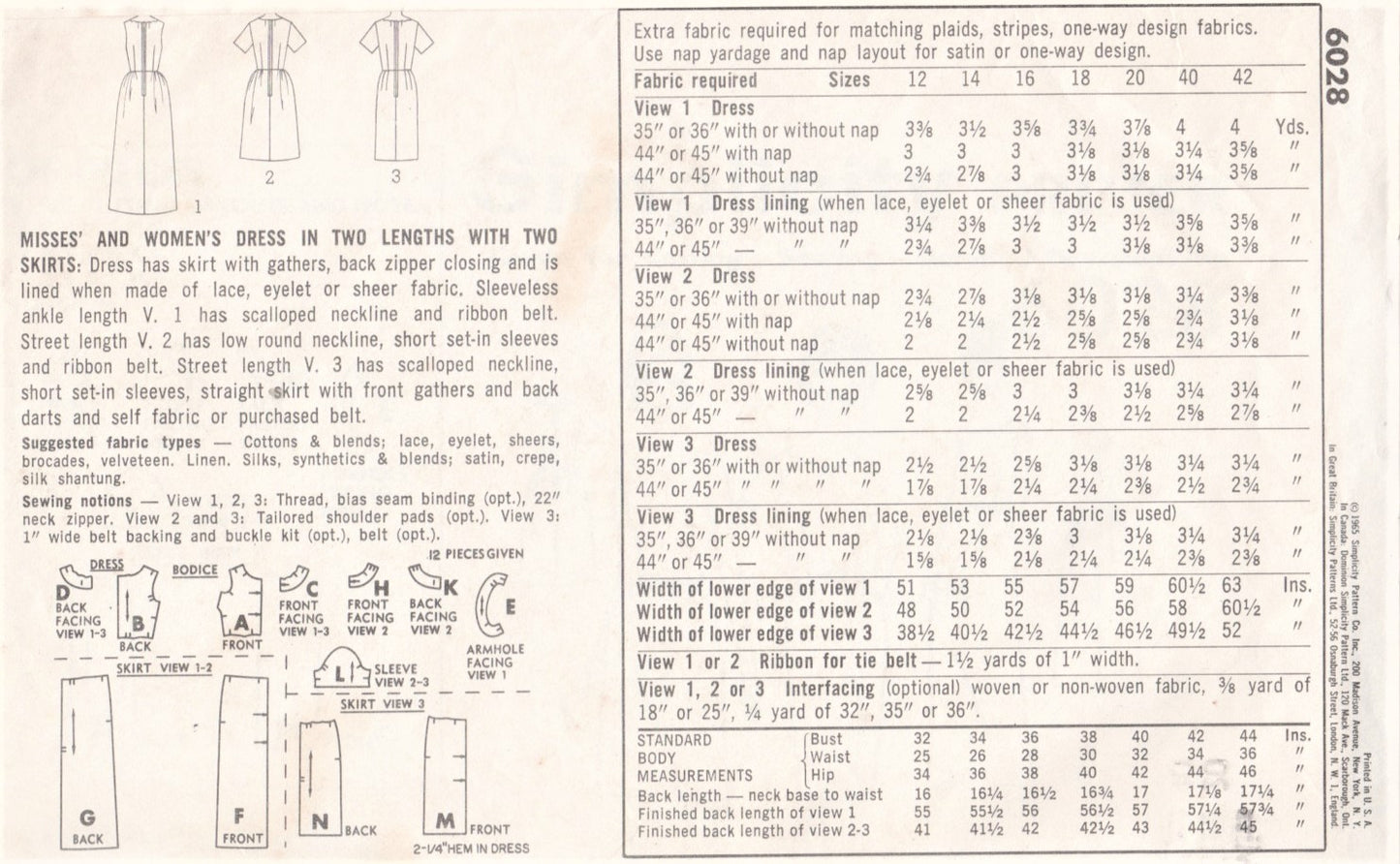 1960s CLASSY Evening Gown Cocktail Party Dress Pattern SIMPLICITY 6028 Three Style Versions,Perfect For Lace, Eyelet, Sheer Fabrics Bust 36 Vintage Sewing Pattern FACTORY FOLDED