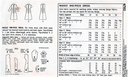 1960s CUTE Mod Dress Pattern SIMPLICITY 6782 A Line Shift Day or Cocktail Dress 3 Versions Bust 32 Vintage Sewing Pattern FF