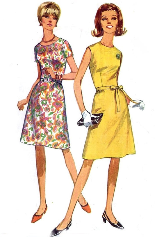 1960s MOD Aline Dress Pattern SIMPLICITY 6915 Two Easy To Make Styles Bust 38 Vintage Sewing Pattern FACTORY FOLDED