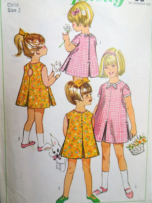 1960s SWEET Little Girls Dress Pattern SIMPLICITY 6991 Toddlers Dress with 2 Back Versions Size 2 Childrens Vintage Sewing Pattern