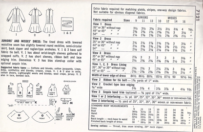 1960s MOD Drop Waist Dress Pattern SIMPLICITY 7121 Three Style Versions Day or Party Dress, Bust 32 Vintage Sewing Patterns FF