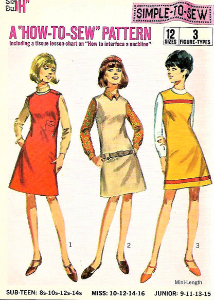1960s MOD Jumper or Dress Pattern SIMPLICITY 7217 Slim Jumper or Dress Bust 32 How To Sew Vintage Sewing Pattern