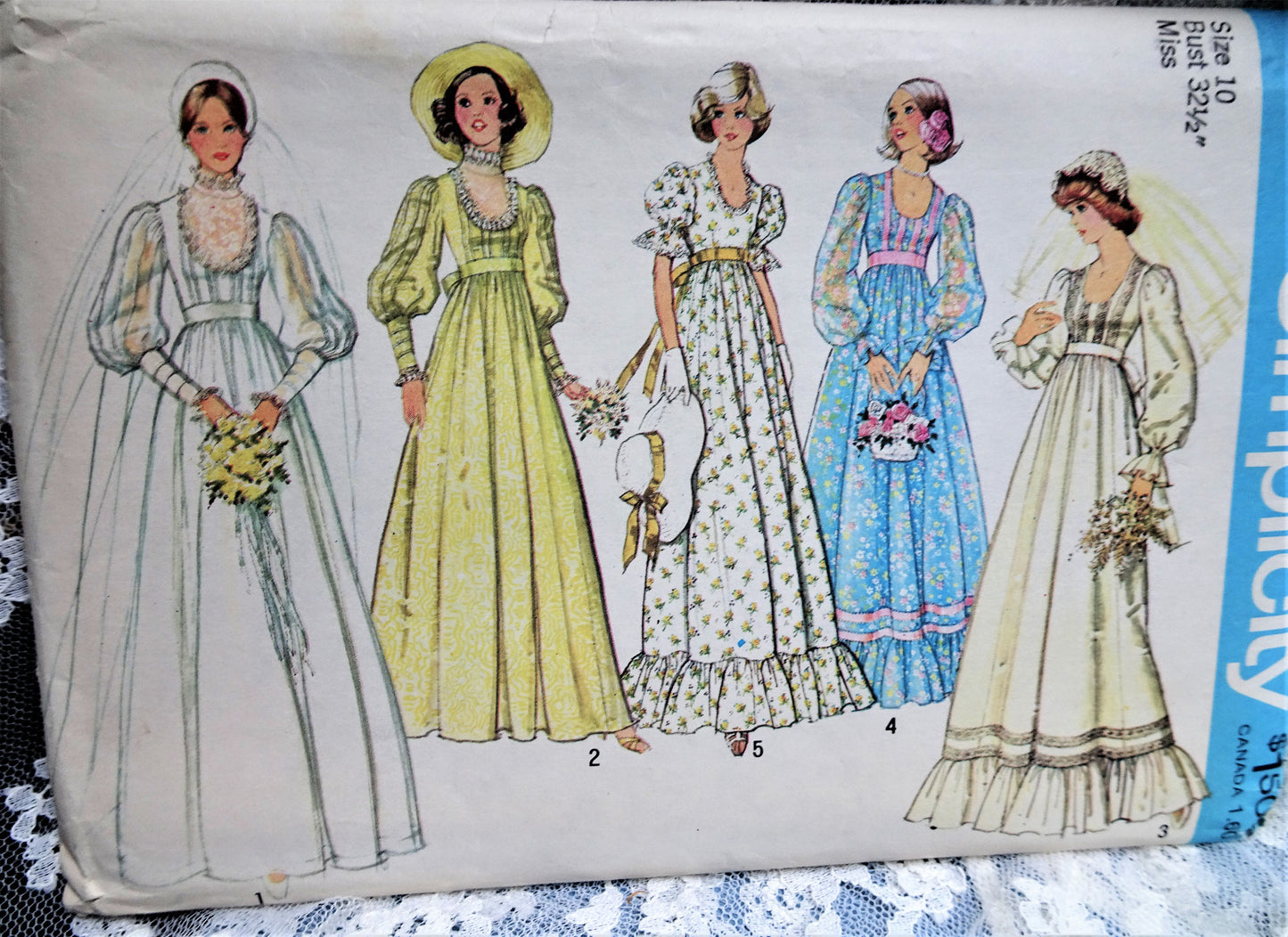 1970s BOHO Wedding Bridal and Bridesmaid Dress Pattern SIMPLICITY 7389 Five Romantic Versions Bust 32 Vintage Sewing Pattern