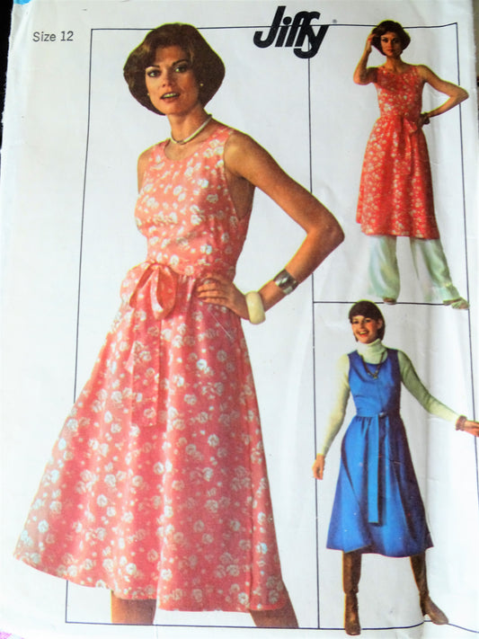 FAB 1970s Jiffy Wrap Dress or Jumper and Pants Pattern SIMPLICITY 7707 Easy to Make Bust 34 Vintage Sewing Pattern FACTORY FOLDED