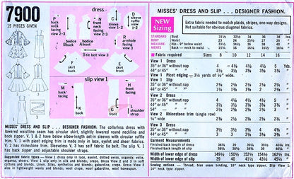 1960s MOD Evening Party Cocktail Dress and Slip Pattern SIMPLICITY 7900 Drop Waist 3 Style Versions Bust 32 Vintage Sewing Pattern UNCUT