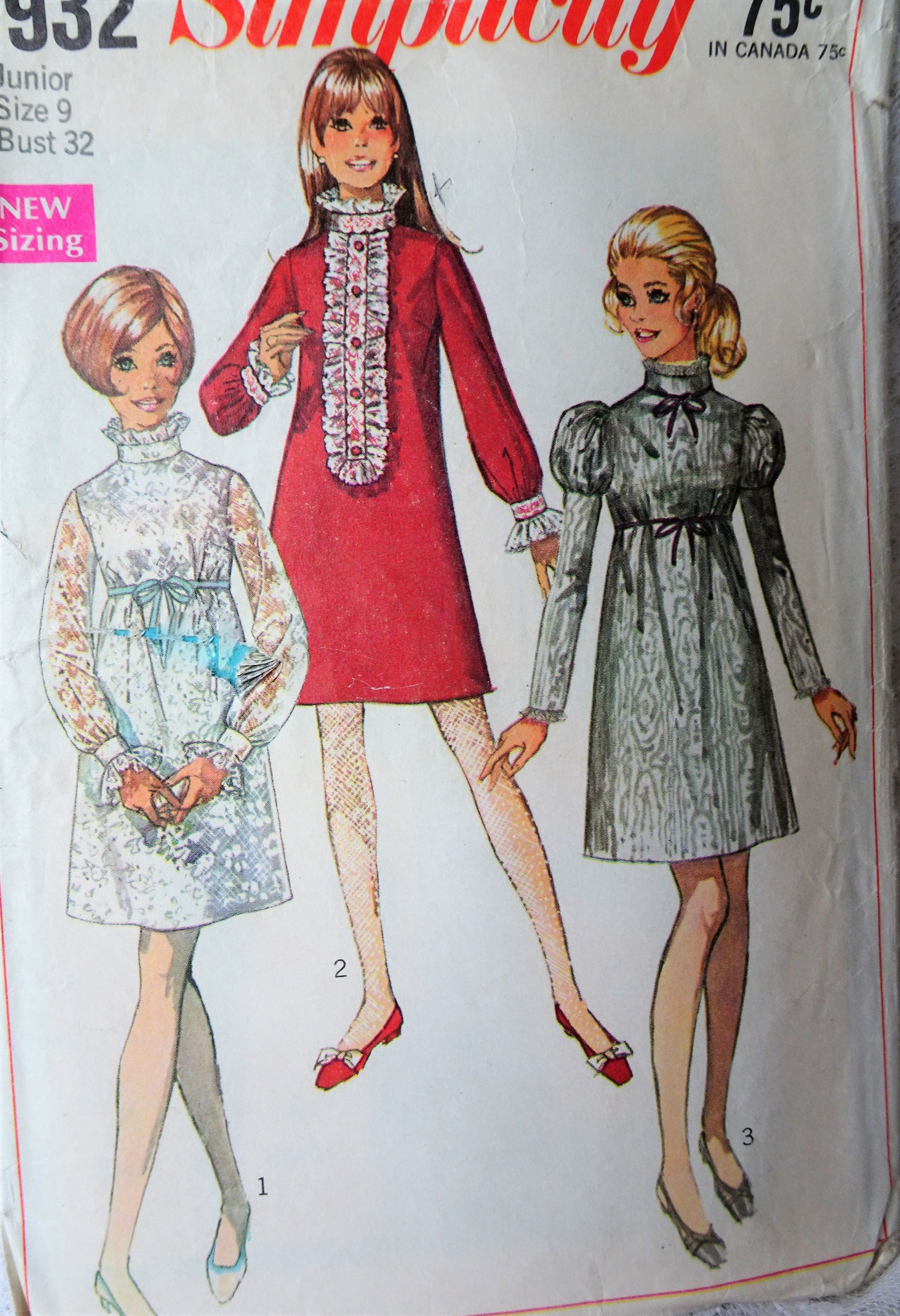 1960s MOD A Line Dress Pattern SIMPLICITY 7932 Cute Empire Waist Dress – So Vintage Patterns