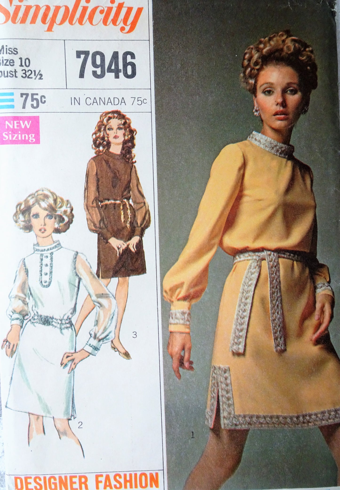 1960s MOD Dress Pattern SIMPLICITY Designer Fashion, Day or Party Dress Bust 32 Vintage Sewing Pattern FACTORY FOLDED