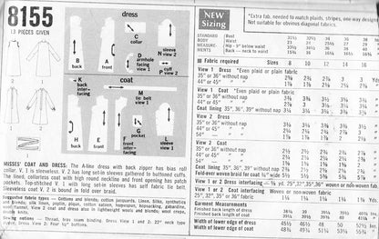 1960s MOD Shift Dress, Wrap Coat and Sleeveless Coat Pattern SIMPLICITY 8155 Bust 32 Vintage Sewing Pattern UNCUT