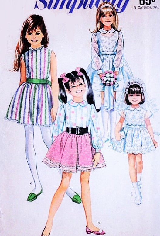 CUTE 1960s Simplicity 8171 Girls Party Flower Girl Dress Size 10 Vintage Sewing Pattern UNCUT