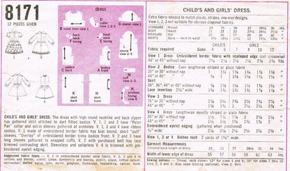 CUTE 1960s Simplicity 8171 Girls Party Flower Girl Dress Size 10 Vintage Sewing Pattern UNCUT
