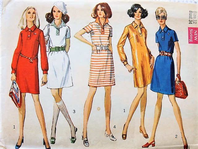 1960s RETRO Shirt Dress Simplicity 8284 Bust 34 Vintage Sewing Pattern