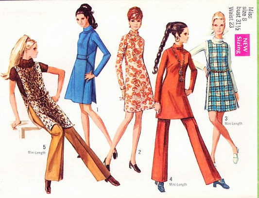 1960s Mod Dress, Jerkin and Pants Pattern SIMPLICITY 8346 Retro Fashions Vintage Sewing Pattern FACTORY FOLDED Several Sizes Available