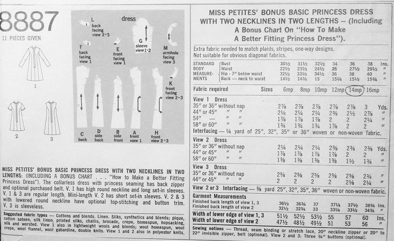 CUTE 70s A Line Flared Princess Seam Dress Pattern SIMPLICITY 8887  Three Style Versions Easy To Sew Bust 38 Vintage Sewing Pattern UNCUT